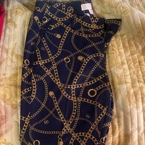 Michael Kors Navy and Gold Chain Print Pants